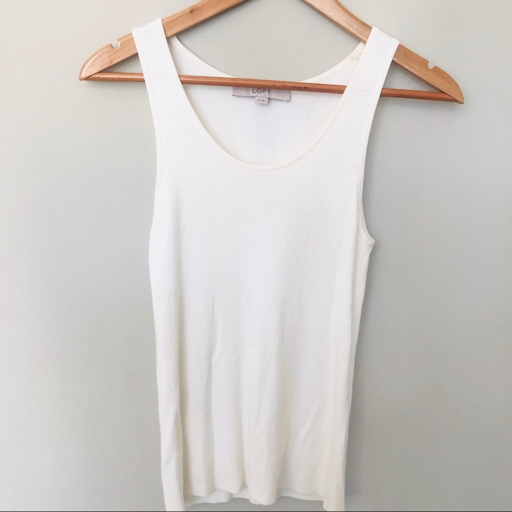 LOFT White Knit Tank Top